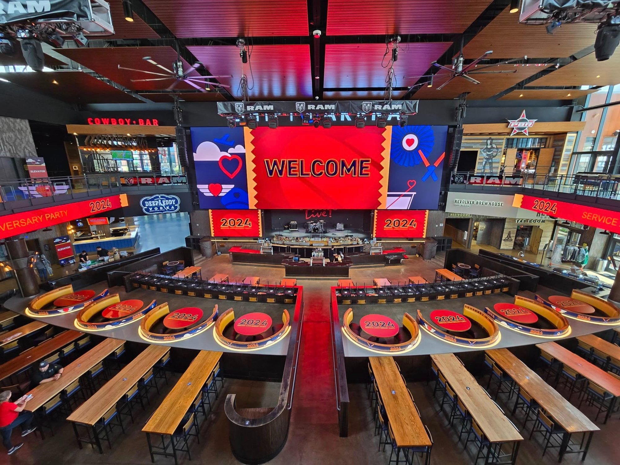 Full event branding and signage for a large venue in Fort Worth
